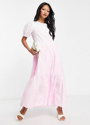 Сукня міді river island з ефектом тай-дай tie dye tiered midi smock dress in pink