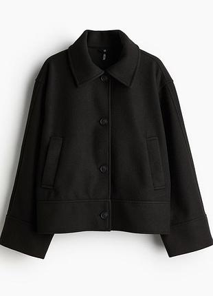 Пальто жіноче h&m укорочене чорне куртка жакет
