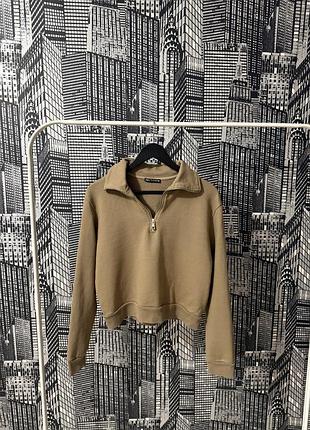 Жіночій базовий світшот зі змійкою zara стильний бавовняний світшот