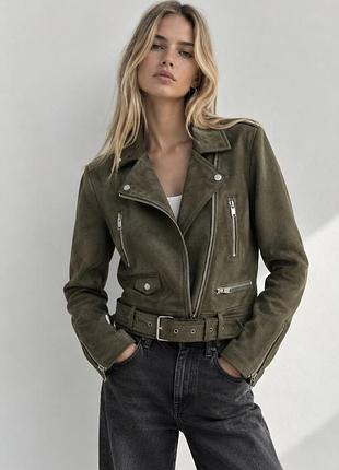 Zara куртка косуха велюр с-м велюровая зара