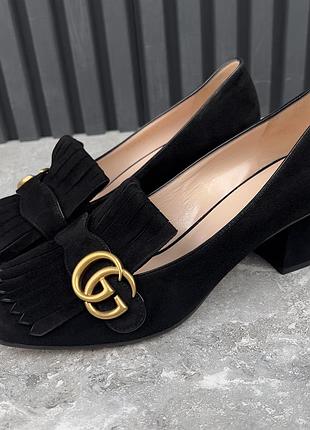 Gucci gg marmont fringe block heels жіночі туфлі замша оригінал 39 eur