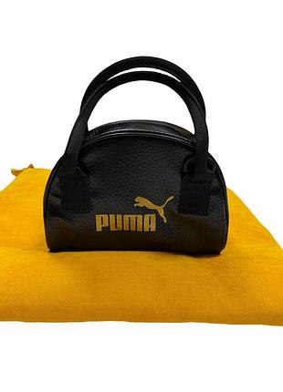 Puma маленькая мини черная сумка с золотистым логотипом оригинал
