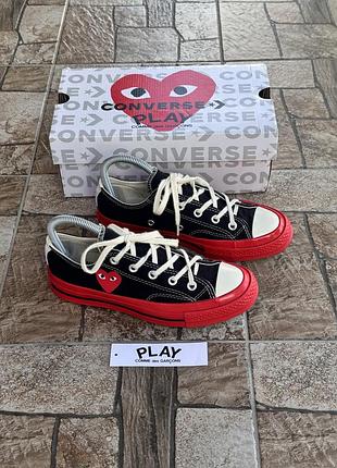 Кеди converse x comme des garçons play чорні з червоним