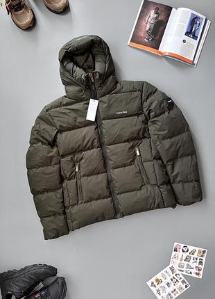 Пуховик calvin klein хаки мужская / зимняя куртка