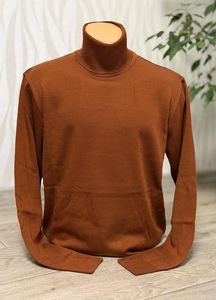 Теплий чоловічий гольф m l xl xxl базовий однотонний класичний охра гольф вовна водолазка светр туреччина slinteks