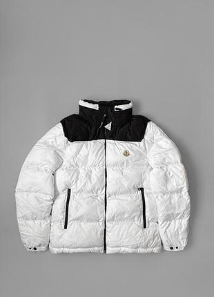 Пуховик moncler x palm angels nevin white/black белый мужской / зимняя куртка монклер