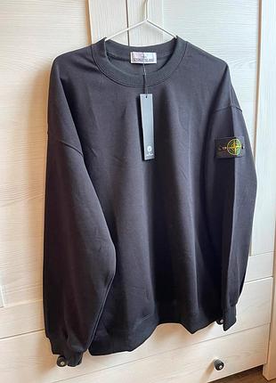 Світшот чоловічий stone island чорний з патчем стонік