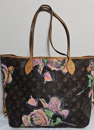 Louis vuitton monogram rose neverfull mm сумка
