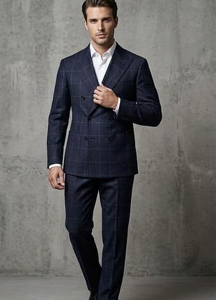 Чоловічий костюм malcom x vitale barberis canonico super 120’s вовняний двобортний у клітинку (р. 48 / m)