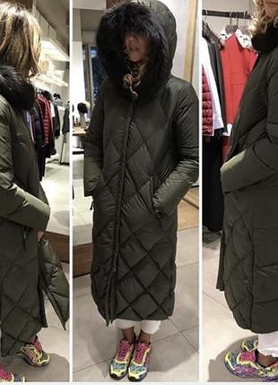 Жіночий пуховик max mara intrend темно-зелений