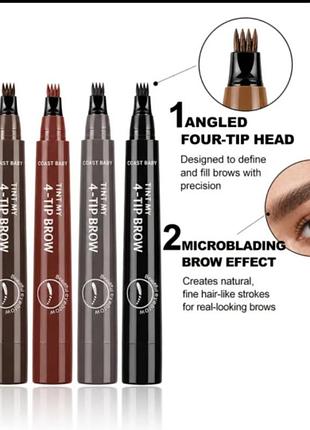 Карандаши для бровей с эффектом микроблейдинга dark brown 4