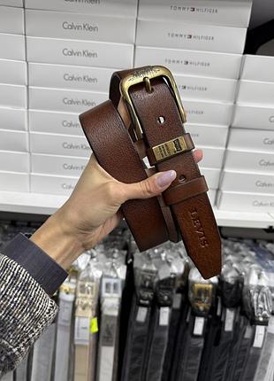 Ремень пояс мужской кожа кожаный коричневый италия levi’s  / ремінь пояс пасок чоловічий шкіра шкіряний коричневий