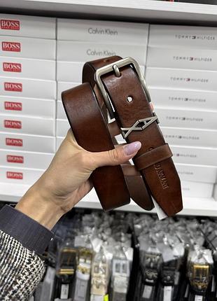 Ремень пояс мужской кожа кожаный коричневый италия armani  / ремінь пояс пасок чоловічий шкіра шкіряний коричневий