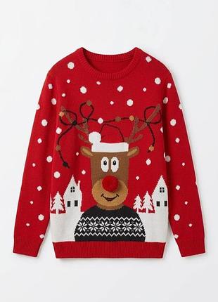 Свитер для девочки новогодний primark 080243 140см (9-10роков ) красный
