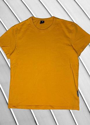 Мужская футболка g-star raw m eu48 ua48 оранжевая горчичная прямая классическая базовая однотонная спортивная повседневная футболка короткий рукав