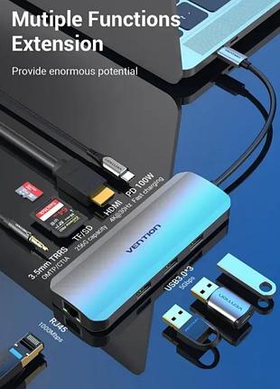 Usb hub vention type-c. 9в1.