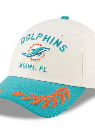 Men's miami dolphins new era cream/aqua 2025 nfl draft 39thirty flex hat size l-xl