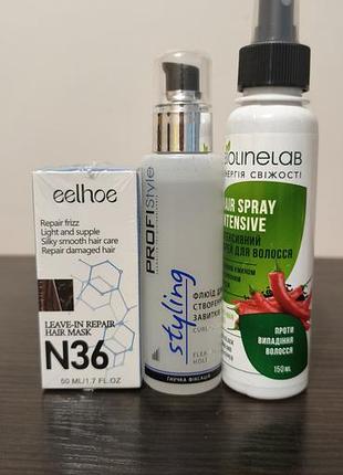 Маска для волосся eelhoe leave-in repair hair mask n36 50 мл, спрей від випадіння волосся та флюїд для завитків