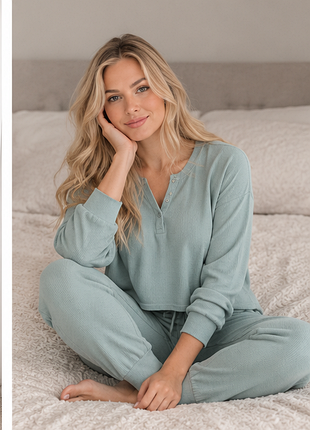Термо піжама на манжетах  victoria's secret original m l 40 38 вафельна