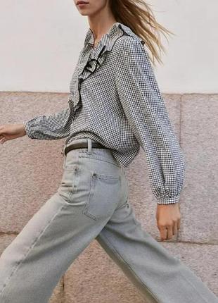 Блузка zara в клетку с оборками 3