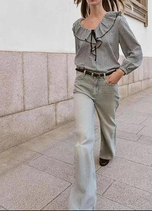 Блузка zara в клетку с оборками 2