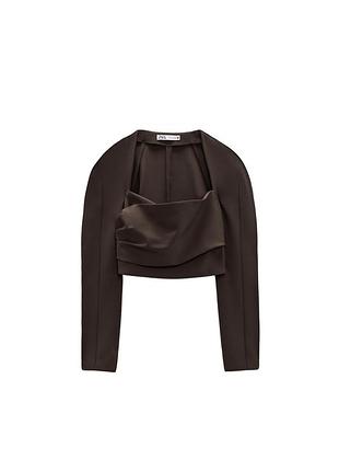 Zara костюмний кроп топ топик вкорочений лонг лонгслів