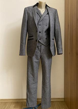 Harry brown london - костюм з трьох частин slim fit з вовняного твіду eton