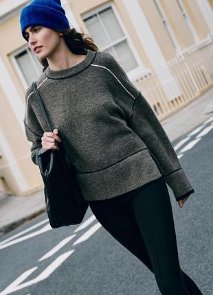 Трикотажний светр сірий жіночий ж окантовкою zara new