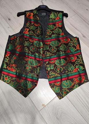Винтажный праздничный жилет moss bros (xxl) — сделано в англии