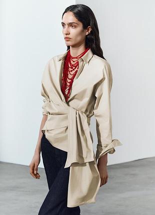 Жіноча сорочка zara котонова блуза на запах