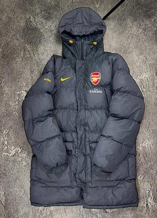 Чоловічий довгий пуховик парка nike arsenal fc fit storm l чорний