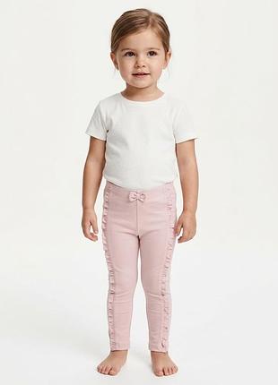 Пудрові лосини з рюшами та бантиком h&m (зріст 92 см, 1.5-2 роки) дитячі легінси штанятка для дівчинки