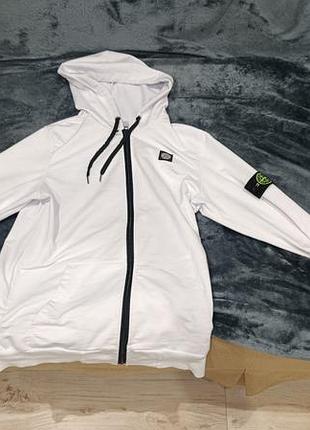 Чоловіча вітровка stone island з капюшоном біла