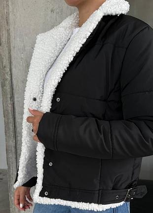 До -15 ❄ зимова тепла стьобана куртка дублянка з хутром тедді