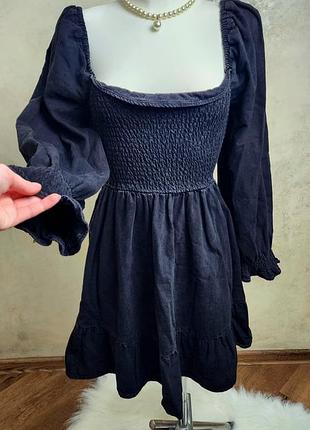 Коротка жіноча джинсова сукня new look графітового кольору