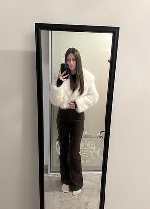 Жіноча коротка шуба зі штучного хутра білого кольору🤍✨