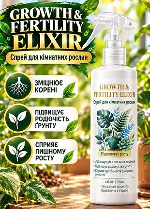 Спрей-стимулятор роста комнатных растений growth & fertility elixir 250 мл — для корней, листьев и пышного роста