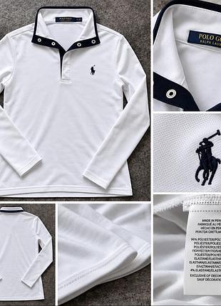 Чоловіче поло polo ralph lauren з довгим рукавом біле
