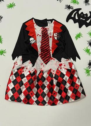 Карнавальне плаття, сукня скелет, зомбі-школярка, монстер хай на halloween kids 3-4 роки