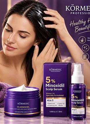 Набір kormesic 5% minoxidil сироватка та крем від випадіння волосся