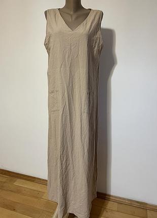 Shein xl. базова бежева максі-сукня зі 100% бавовни, v-виріз, накладні кишені, натуральна тканина для літа та відпочинку. 🌾🤍