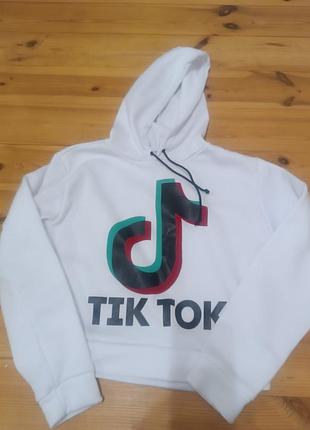 Худі для дівчинки біле з принтом tiktok