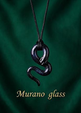 Кулон-підвіска murano glass змія з муранського скла на шнурі