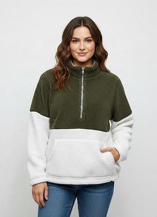 Жіноча флісова кофта 2xl, оливково-біла