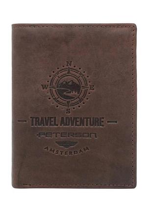 Мужской кожаный кошелек peterson ptn n4-be-travel