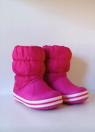 Дитячі чоботи crocs дутики рожеві