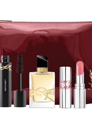 Ysl набір косметичка парфуми помада та туш