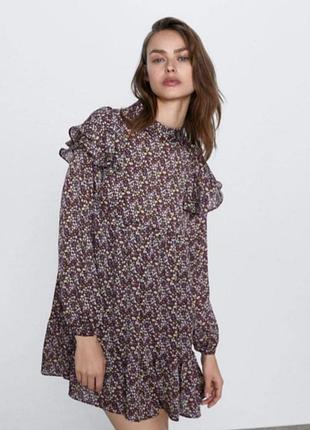 Вільна сукня zara в квітковий принт