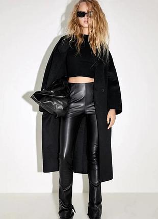 Чорні шкіряні штани лосини zara з блискавками (s / від 165 см)