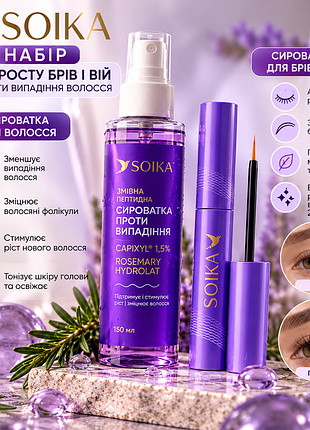 Набір soika для росту брів і вій та проти випадіння волосся